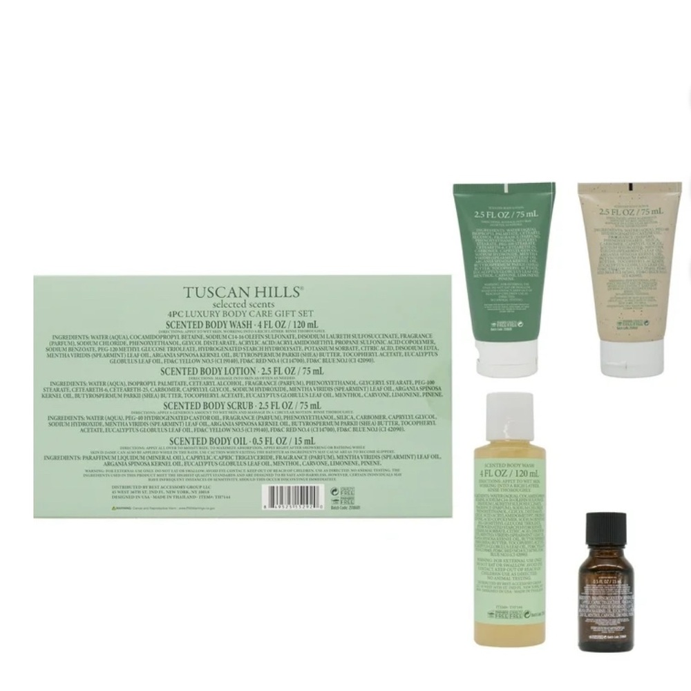 Tuscan Hills 4 Pc Spearmint & Argan Oil Body Care Gift Set Spa Luxury - Picture 5 of 9